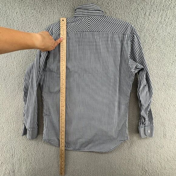 Billy Reid Men’s Standard Cut Button Down Shirt Medium Navy White Gingham Cotton - Picture 6 of 9